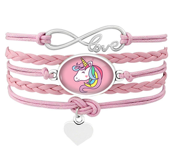 Girls Unicorn Horse Bracelets Animal Heart charms